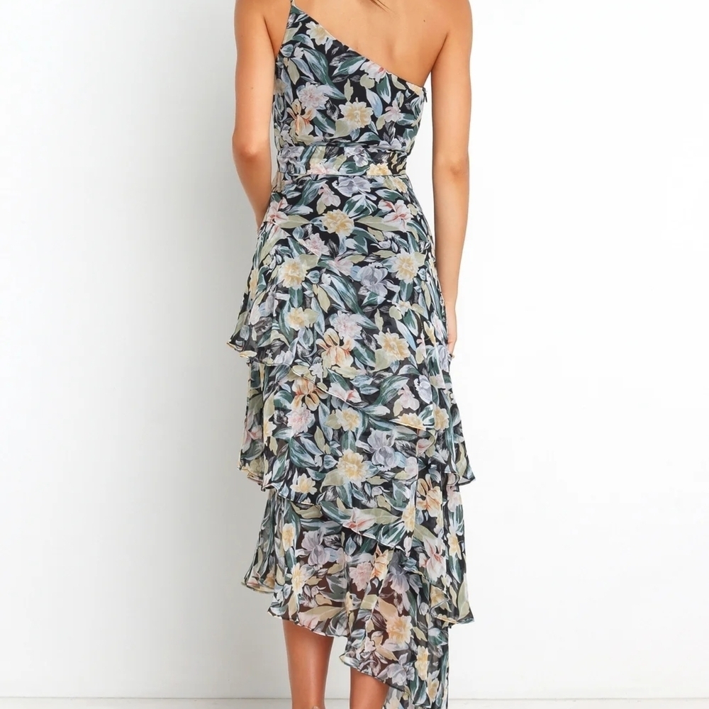 Floral One-Shoulder Ruffle Dress - Picture 2 of 13